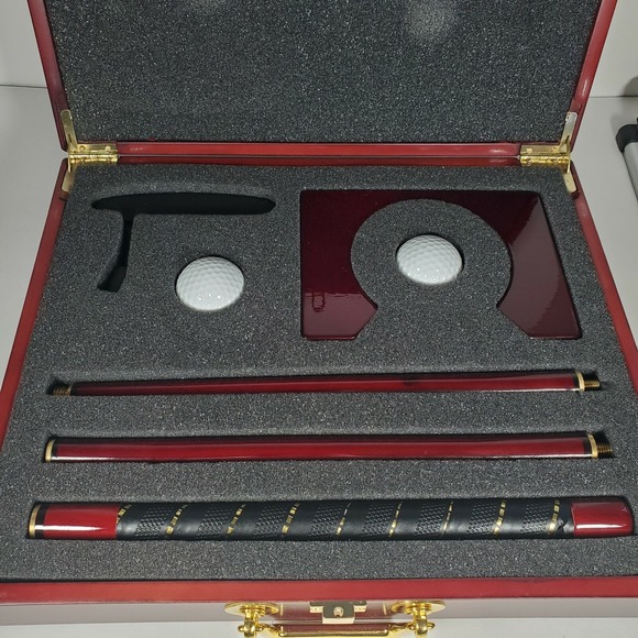 Practice Balls Other - Travel Putting Practice Set In Wooden Case Putter, 2 Balls, 1 Cup 35"